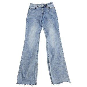 BLANKNYC The Hoyt Jeans Womens 29 Blue High Rise Mini Flare Distressed Denim